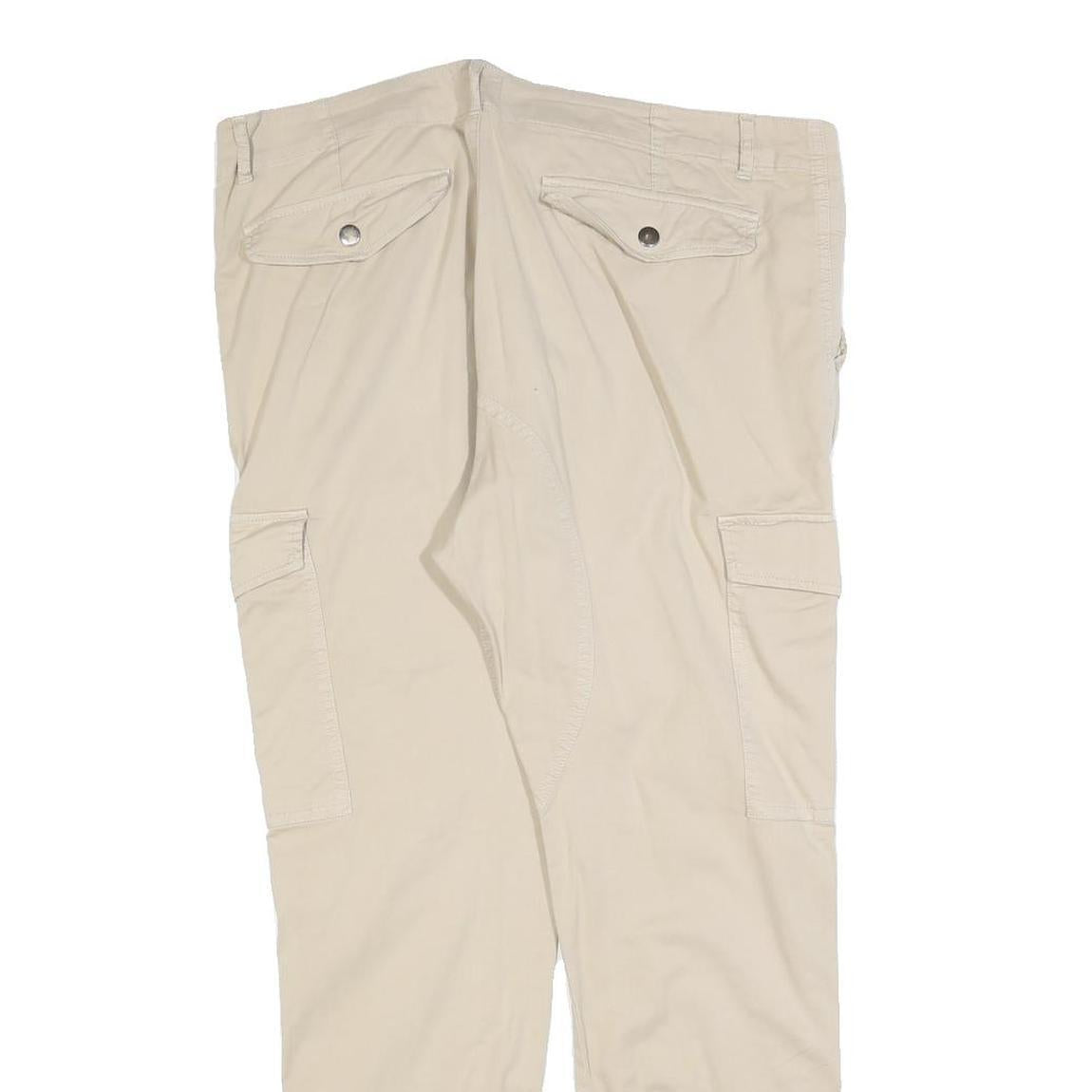 YES OR NO Womens Cotton Blend Beige Slim Cargo Trousers W36 L28 Zip Pockets