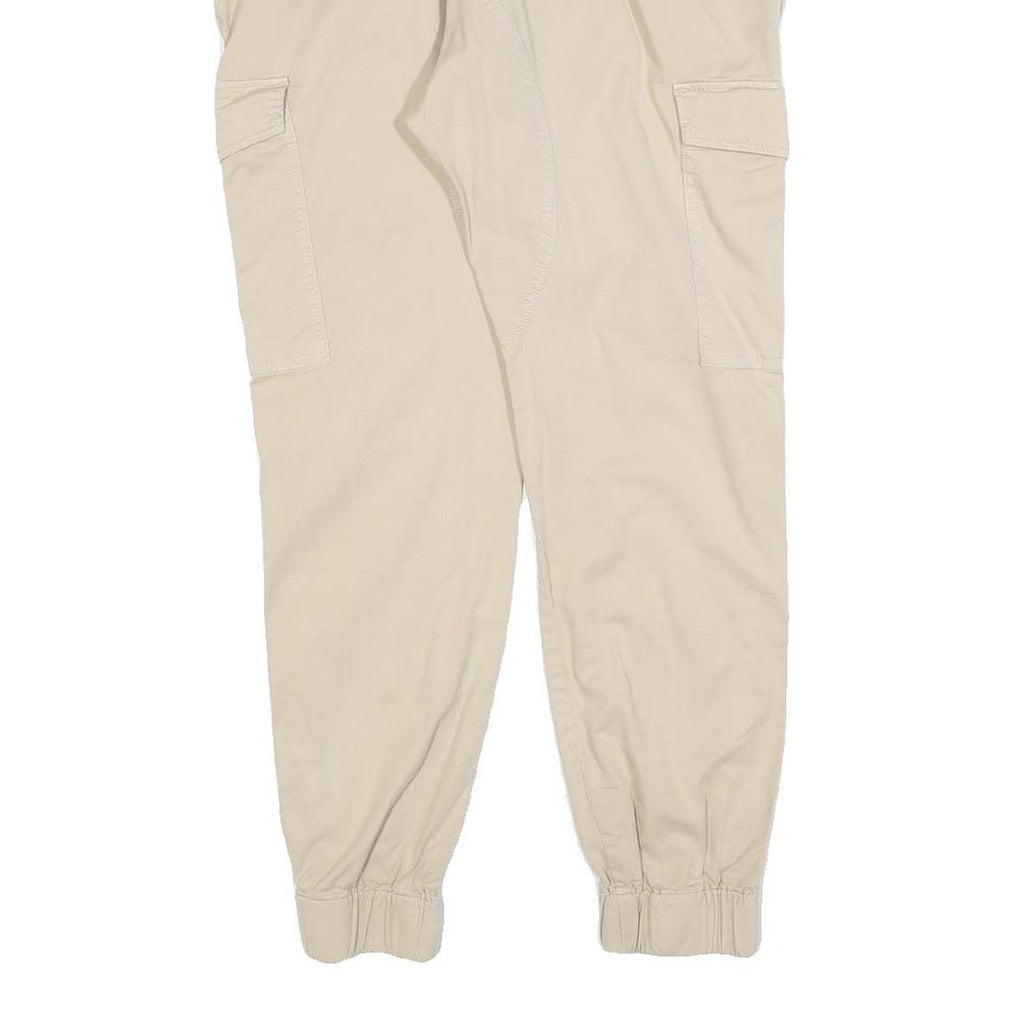 YES OR NO Womens Cotton Blend Beige Slim Cargo Trousers W36 L28 Zip Pockets