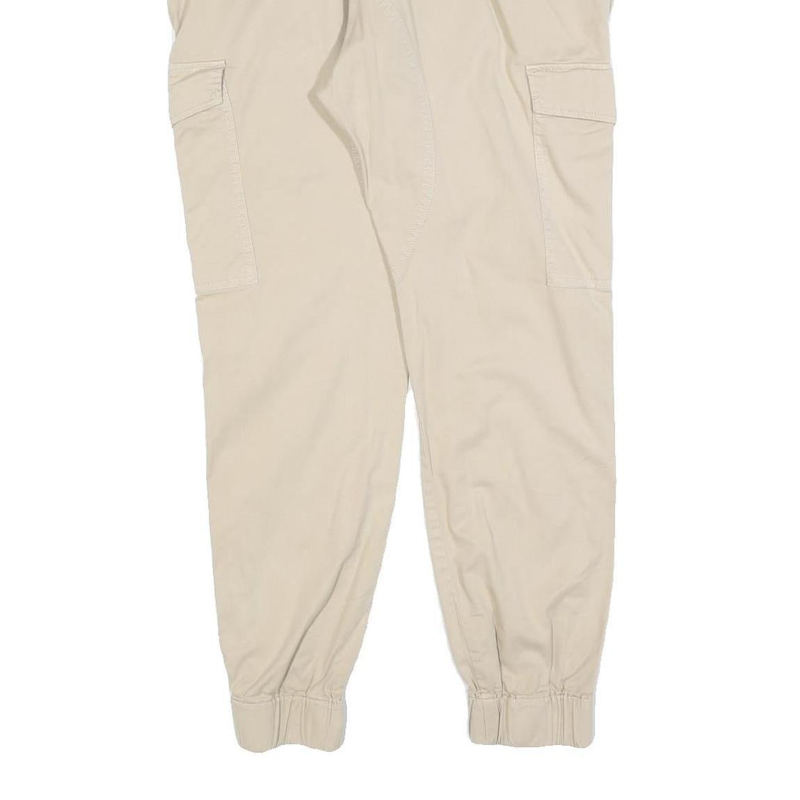 YES OR NO Womens Cotton Blend Beige Slim Cargo Trousers W36 L28 Zip Pockets