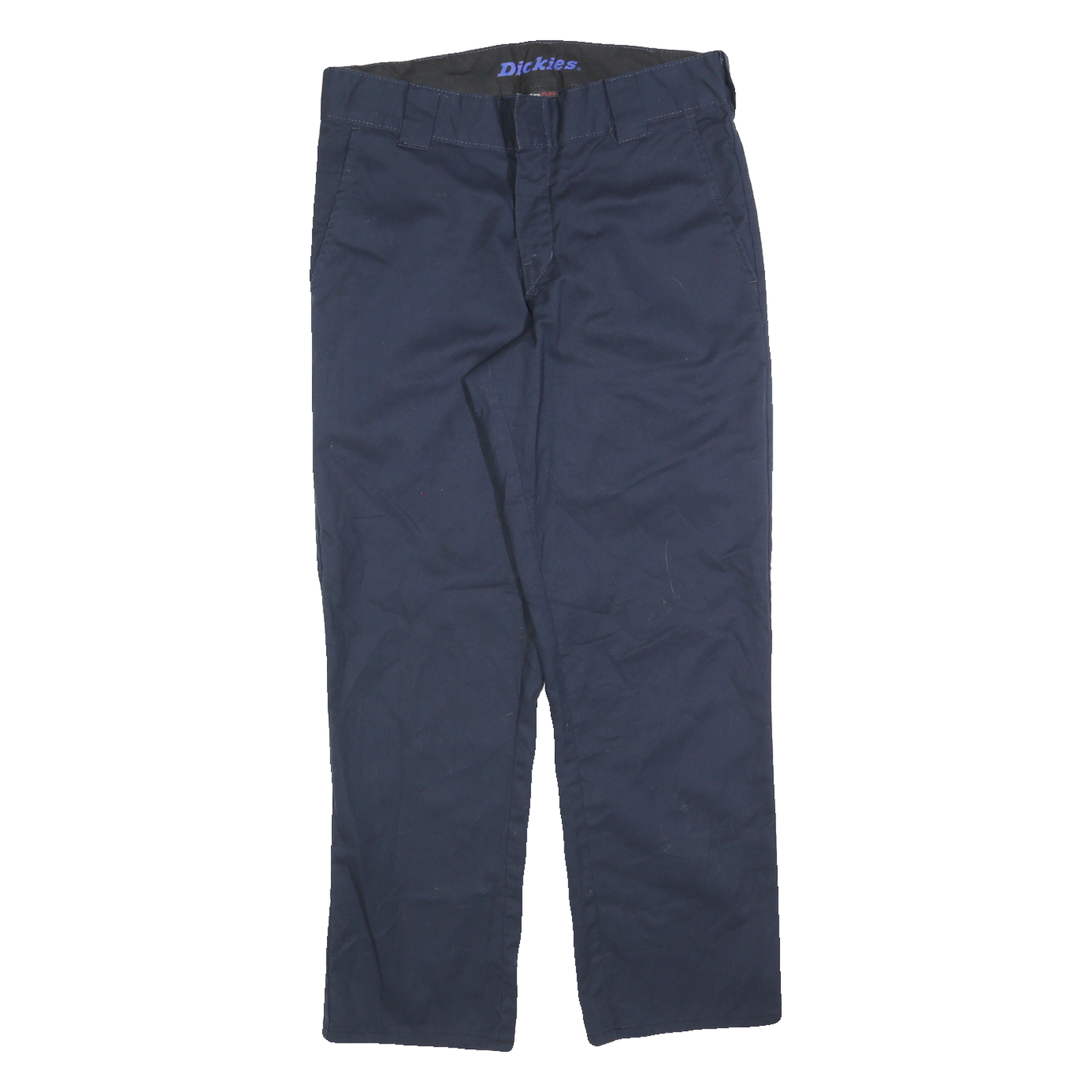 DICKIES Mens Regular Navy Blue Cotton Blend Twill Trousers W30 L27 Workwear Zip