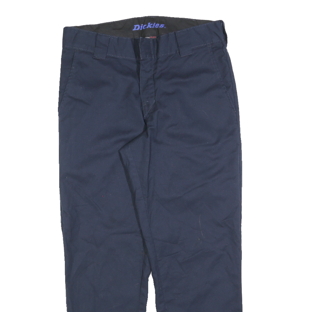 DICKIES Mens Regular Navy Blue Cotton Blend Twill Trousers W30 L27 Workwear Zip