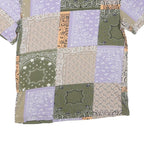 KARL KANI Mens Green & Lilac Patchwork Bandana Print T-Shirt S Short Sleeve Crew