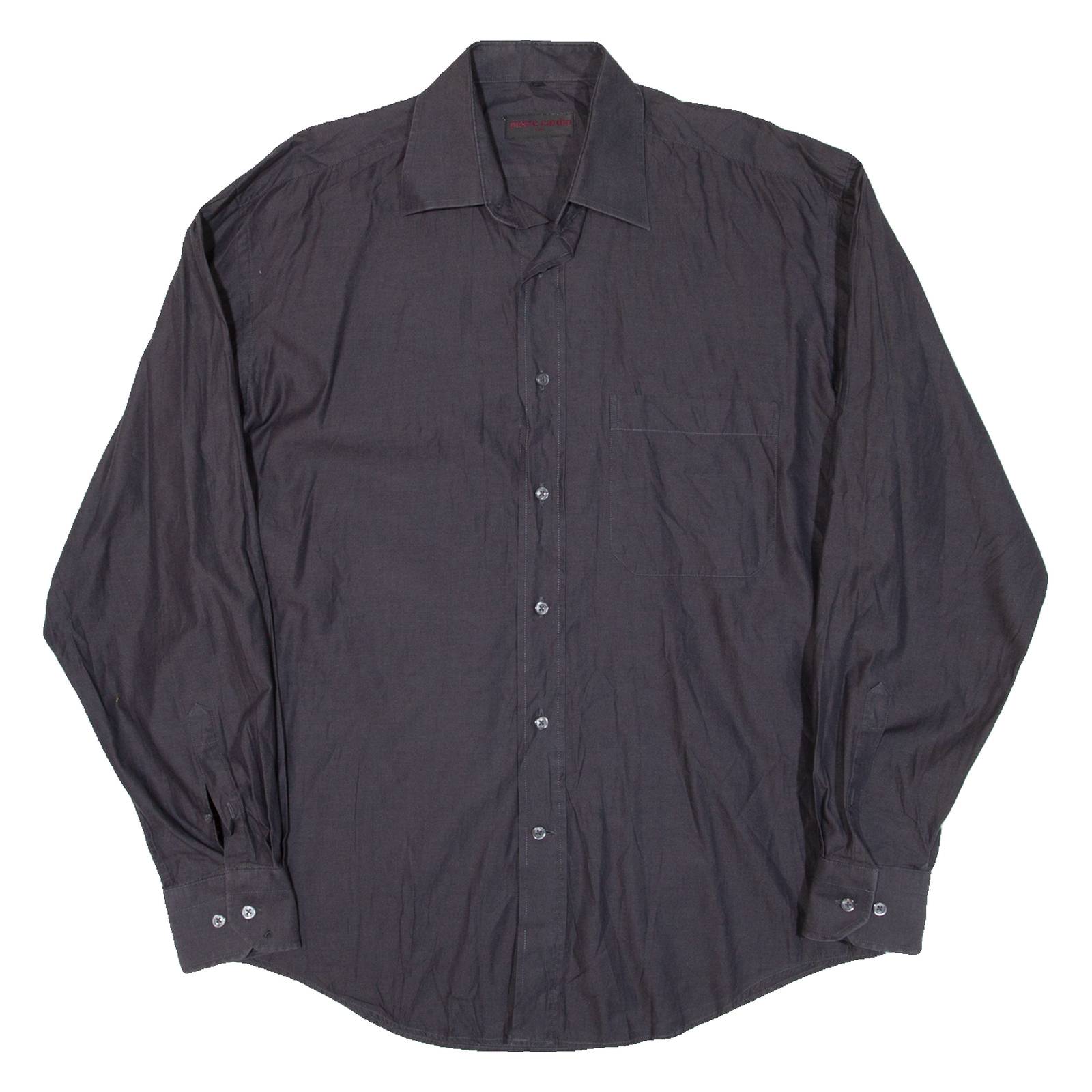 PIERRE CARDIN Mens Plain Shirt Black Long Sleeve L