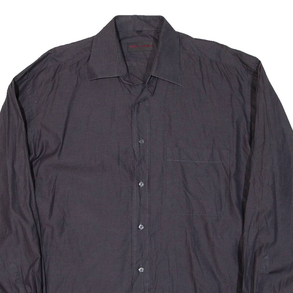PIERRE CARDIN Mens Plain Shirt Black Long Sleeve L