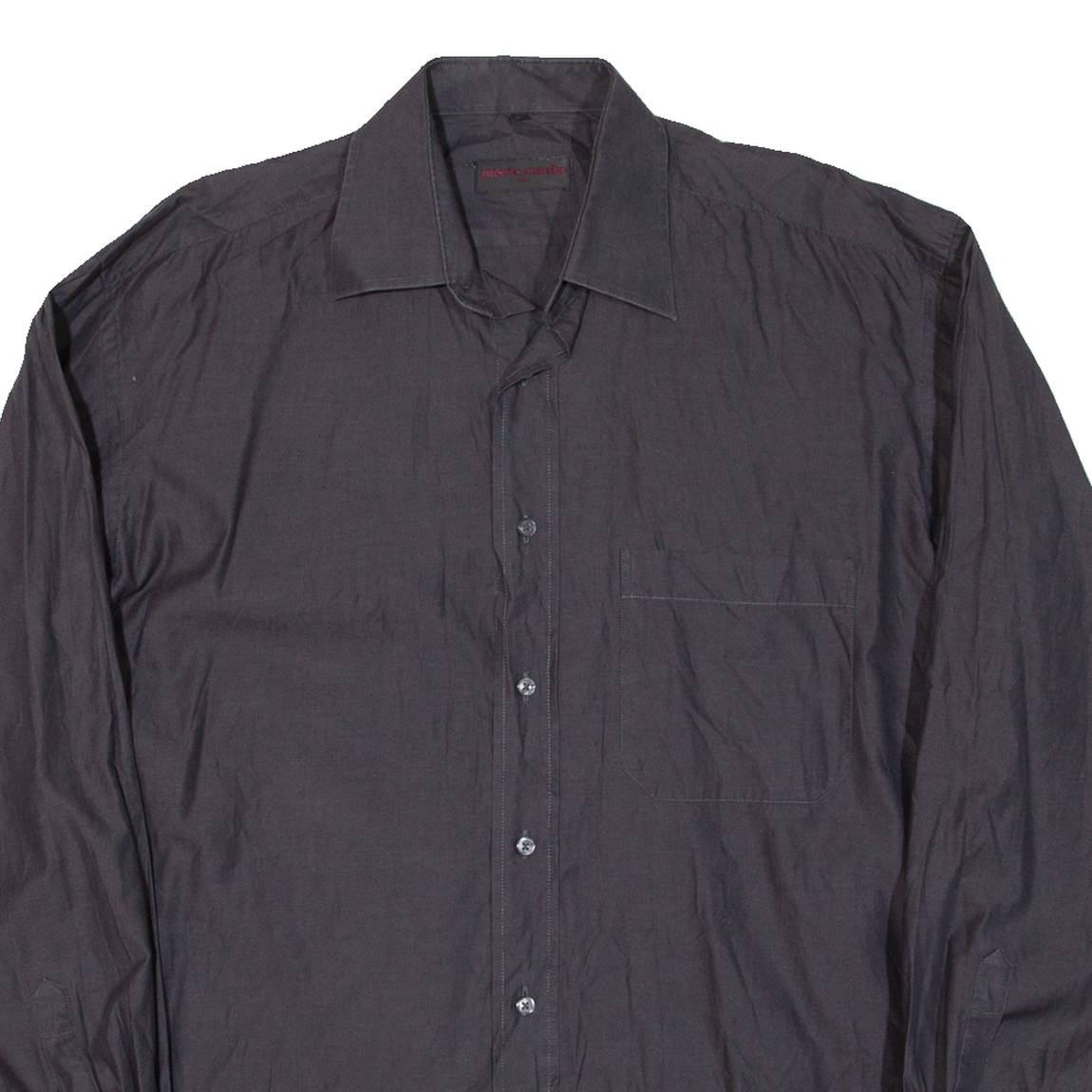 PIERRE CARDIN Mens Plain Shirt Black Long Sleeve L