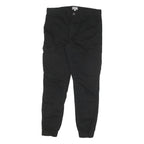 YES OR NO Mens Black Relaxed Cargo Trousers W32 L25 Zip Cotton Blend Casual