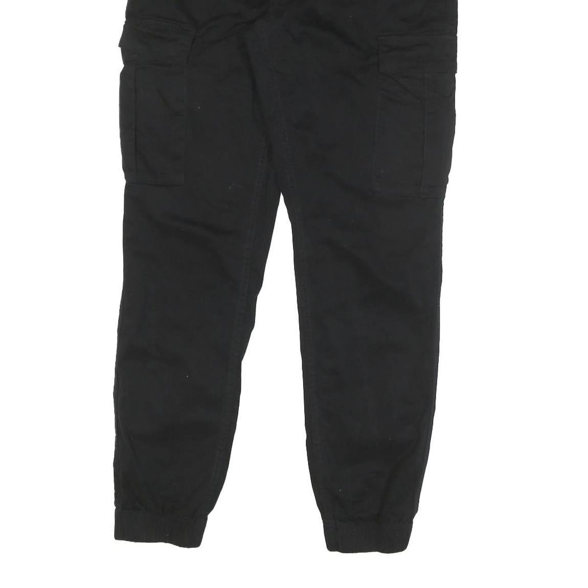 YES OR NO Mens Black Relaxed Cargo Trousers W32 L25 Zip Cotton Blend Casual
