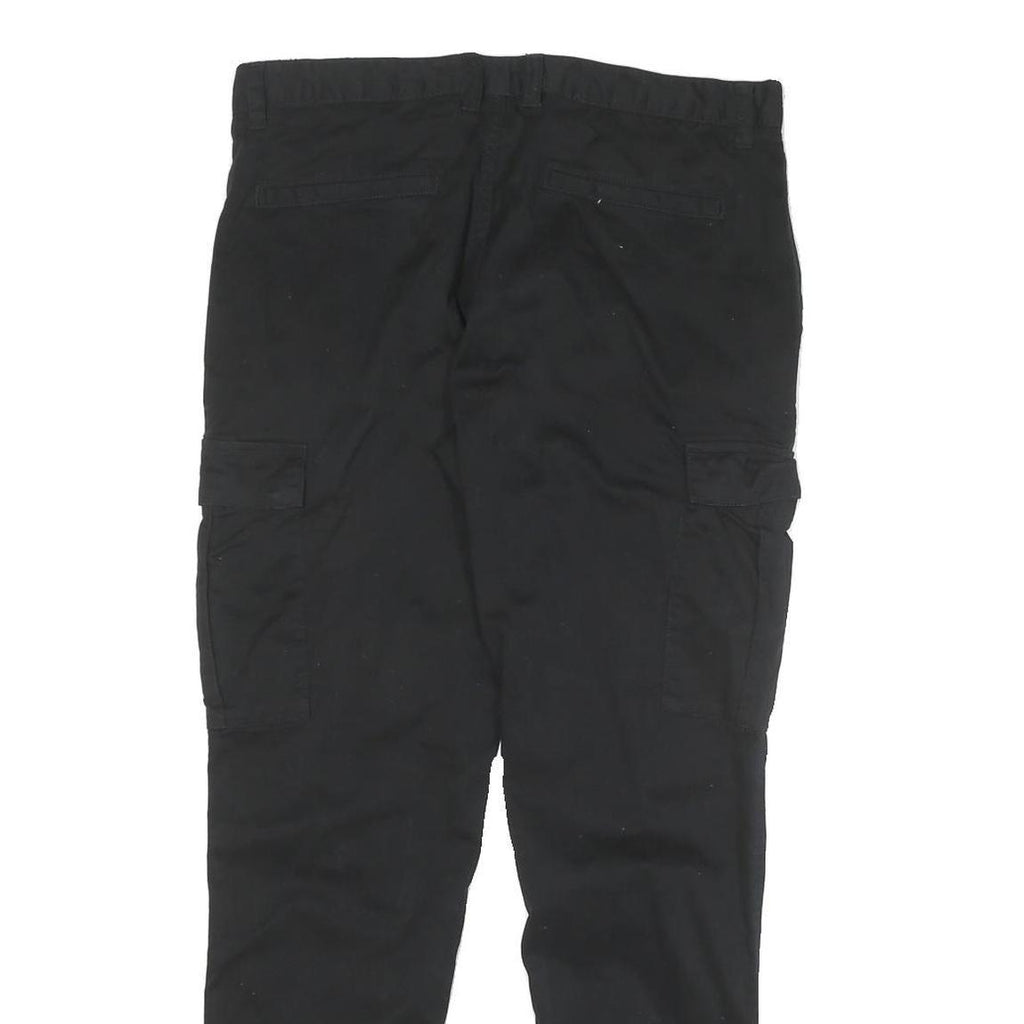 YES OR NO Mens Black Relaxed Cargo Trousers W32 L25 Zip Cotton Blend Casual