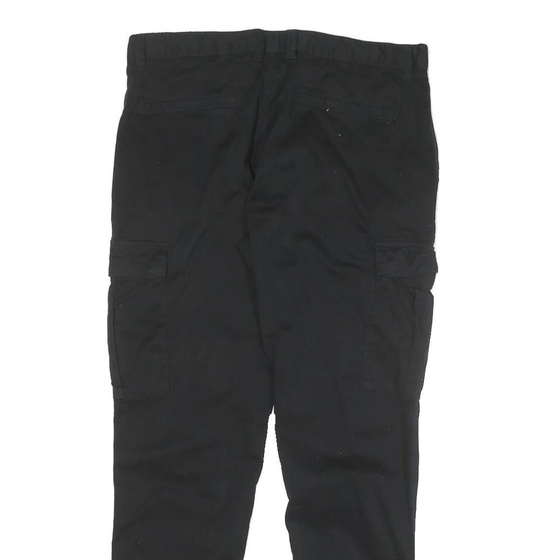 YES OR NO Mens Black Relaxed Cargo Trousers W32 L25 Zip Cotton Blend Casual