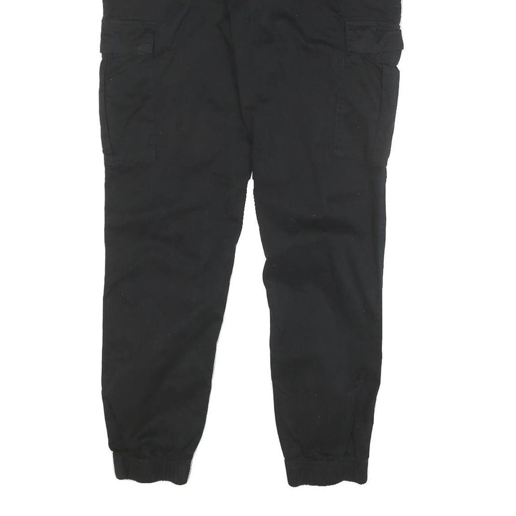 YES OR NO Mens Black Relaxed Cargo Trousers W32 L25 Zip Cotton Blend Casual