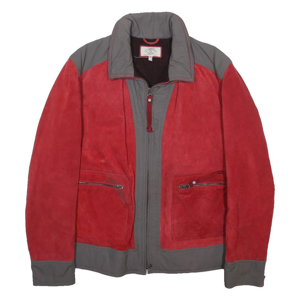 ARMANI JEANS Mens Red & Grey Suede Zip Jacket M Casual Stylish Lightweight