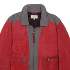 ARMANI JEANS Mens Red & Grey Suede Zip Jacket M Casual Stylish Lightweight