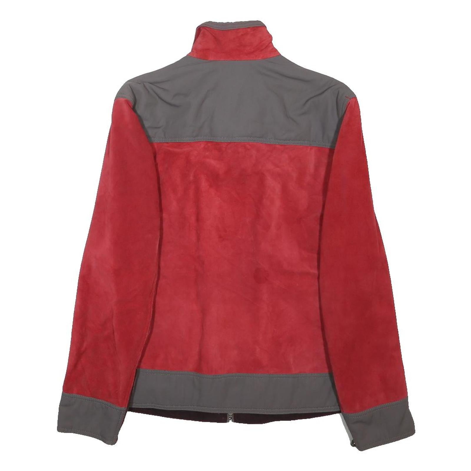 ARMANI JEANS Mens Red & Grey Suede Zip Jacket M Casual Stylish Lightweight