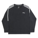 ADIDAS Womens Black & White Crew Neck Sweatshirt L Cotton Blend Casual Pullover