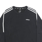 ADIDAS Womens Black & White Crew Neck Sweatshirt L Cotton Blend Casual Pullover