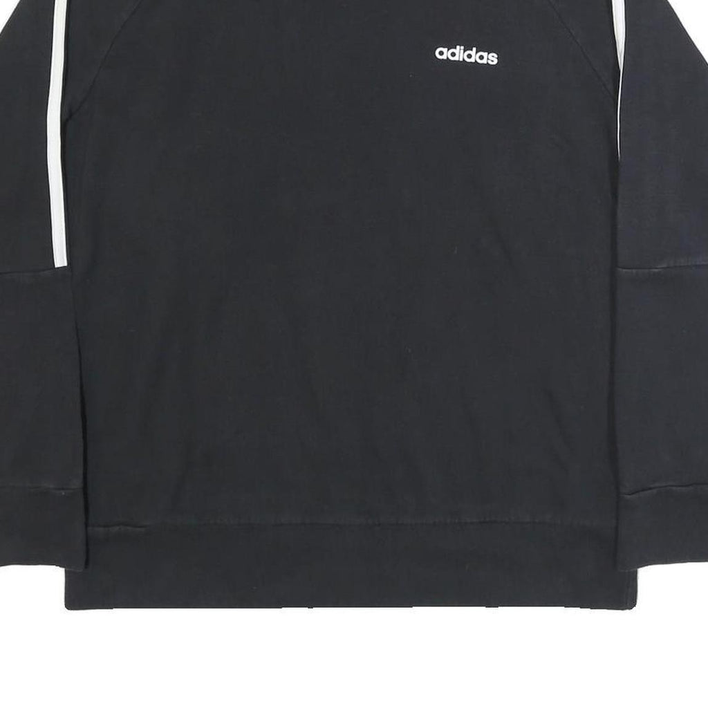 ADIDAS Womens Black & White Crew Neck Sweatshirt L Cotton Blend Casual Pullover