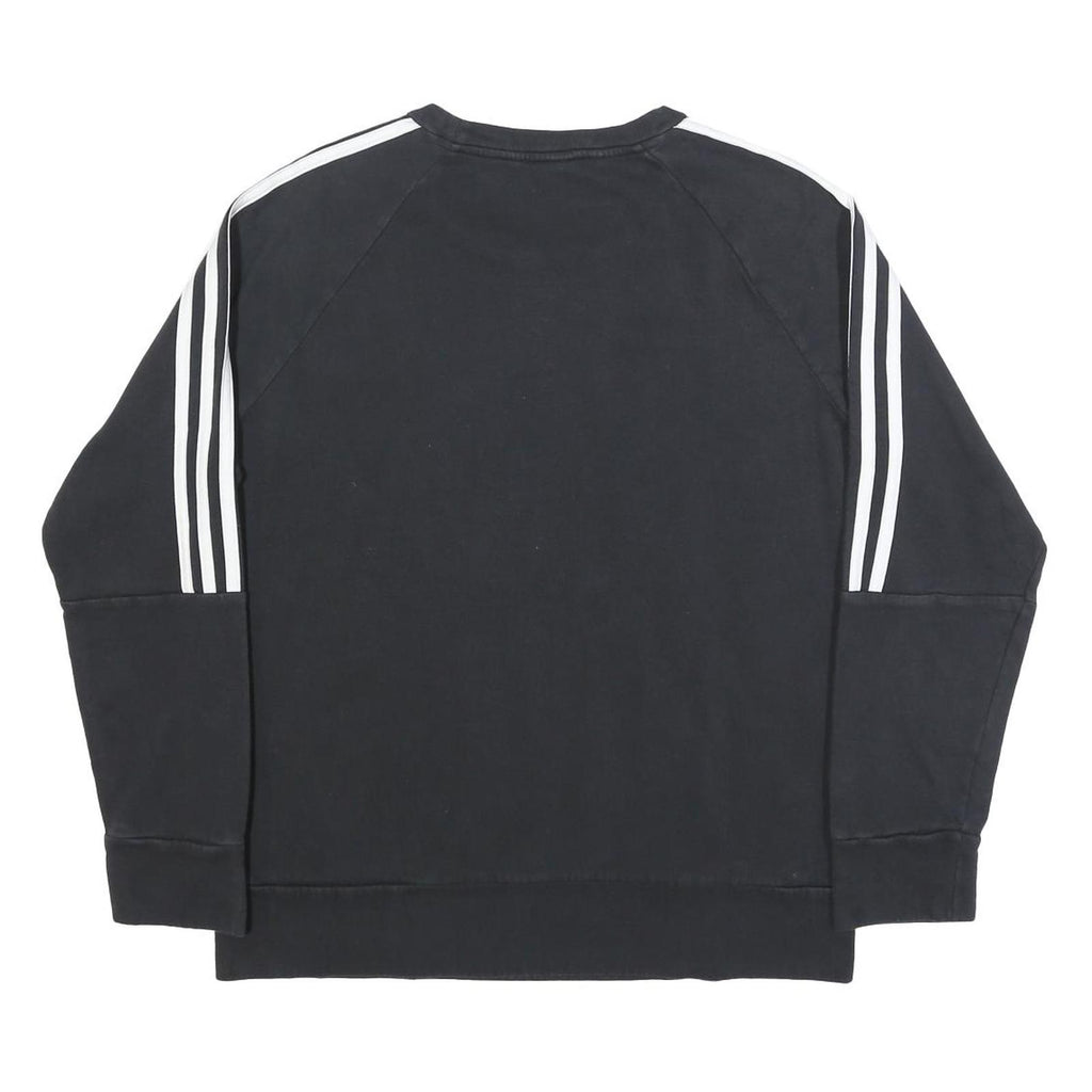 ADIDAS Womens Black & White Crew Neck Sweatshirt L Cotton Blend Casual Pullover