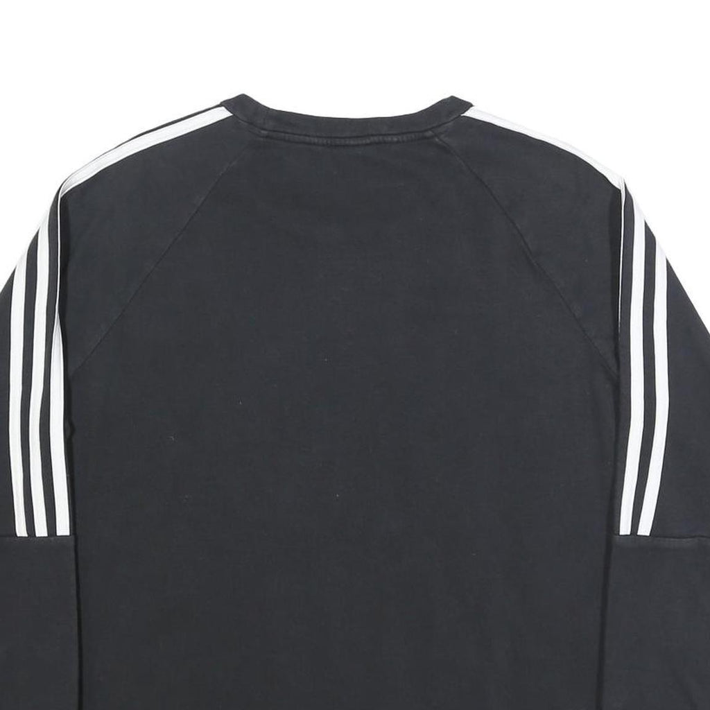 ADIDAS Womens Black & White Crew Neck Sweatshirt L Cotton Blend Casual Pullover