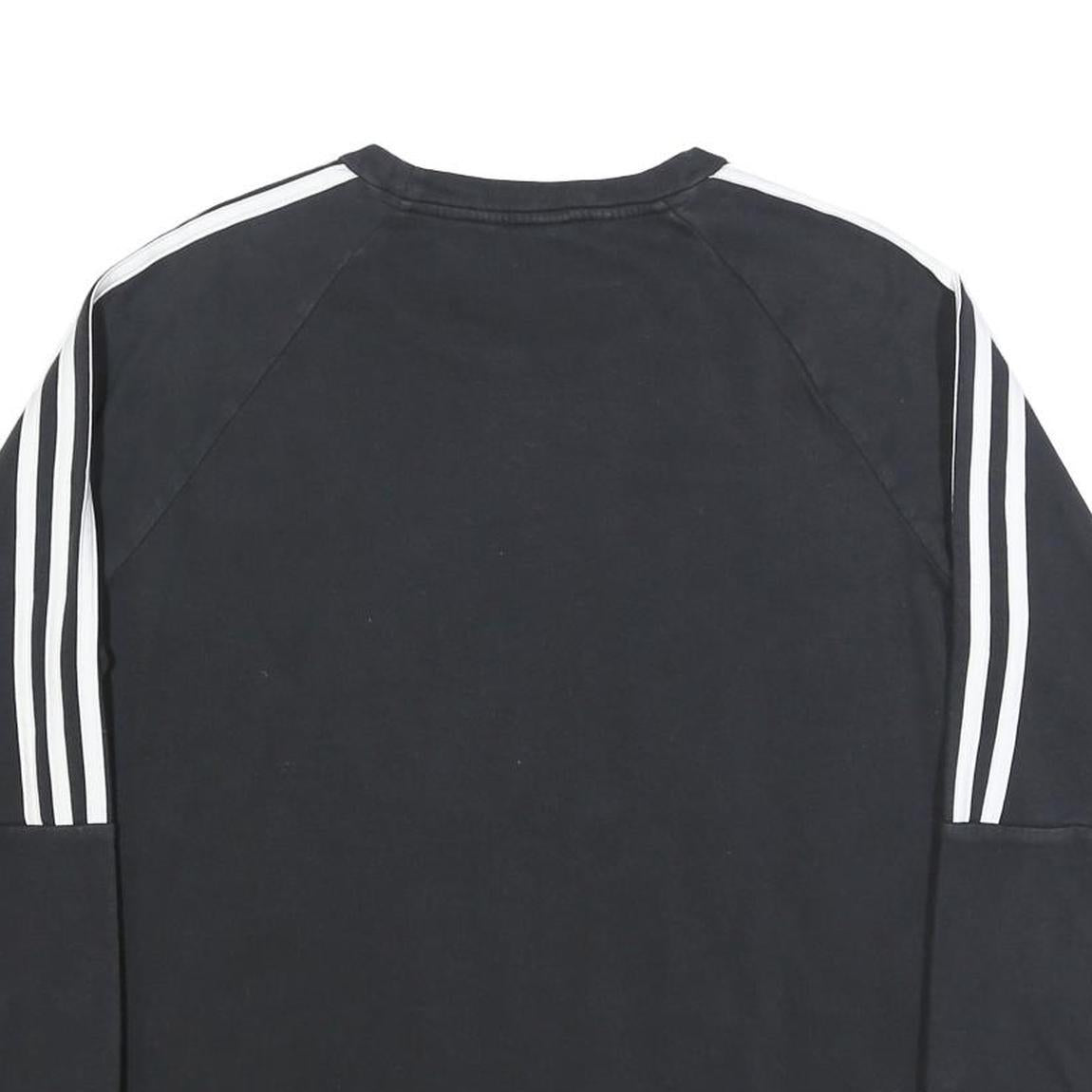 ADIDAS Womens Black & White Crew Neck Sweatshirt L Cotton Blend Casual Pullover