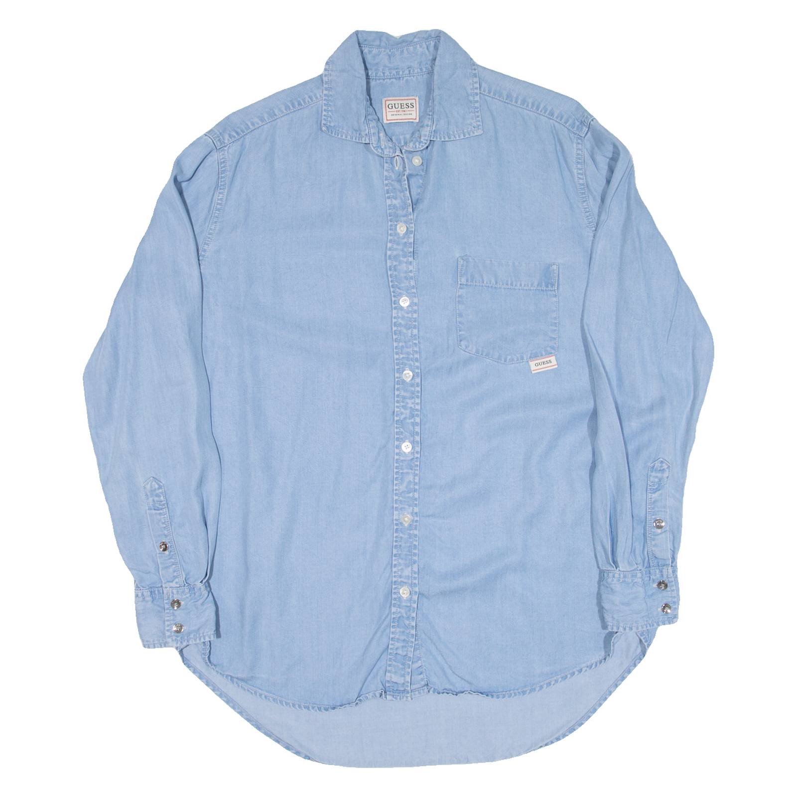 GUESS Womens Denim Shirt Blue Long Sleeve S