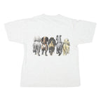 Mens White T-Shirt L Short Sleeve Crew Neck Cute Dog Graphic Print Cotton Blend