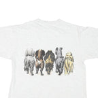 Mens White T-Shirt L Short Sleeve Crew Neck Cute Dog Graphic Print Cotton Blend