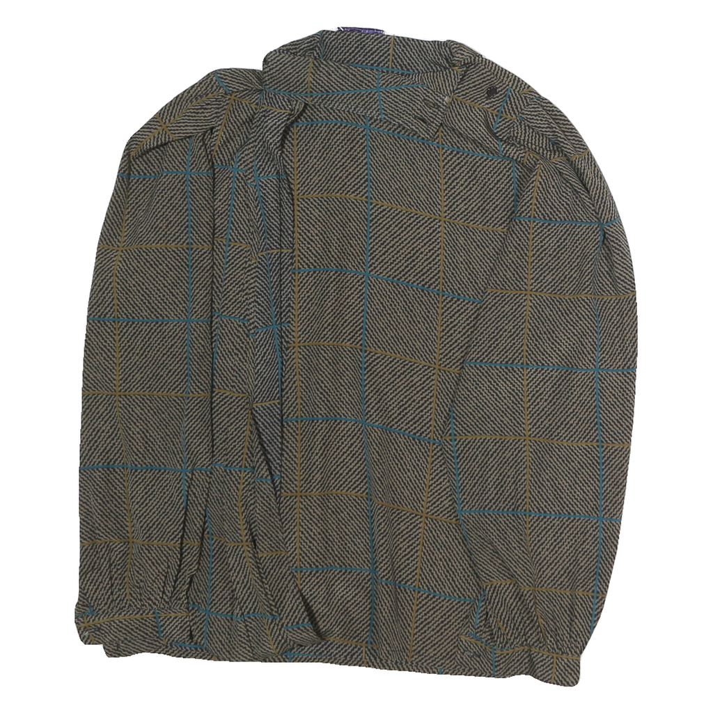 JAC DALE Womens Brown Checked Shirt Long Sleeve Collared M Elegant