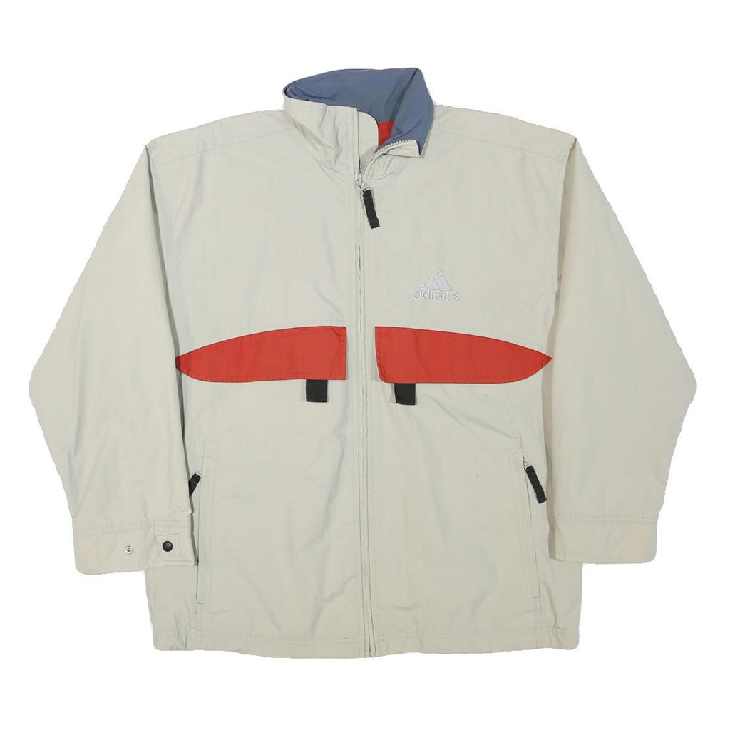ADIDAS Mens Cream & Red Zip Jacket L Polyester Blend Plain Sportswear