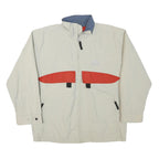 ADIDAS Mens Cream & Red Zip Jacket L Polyester Blend Plain Sportswear