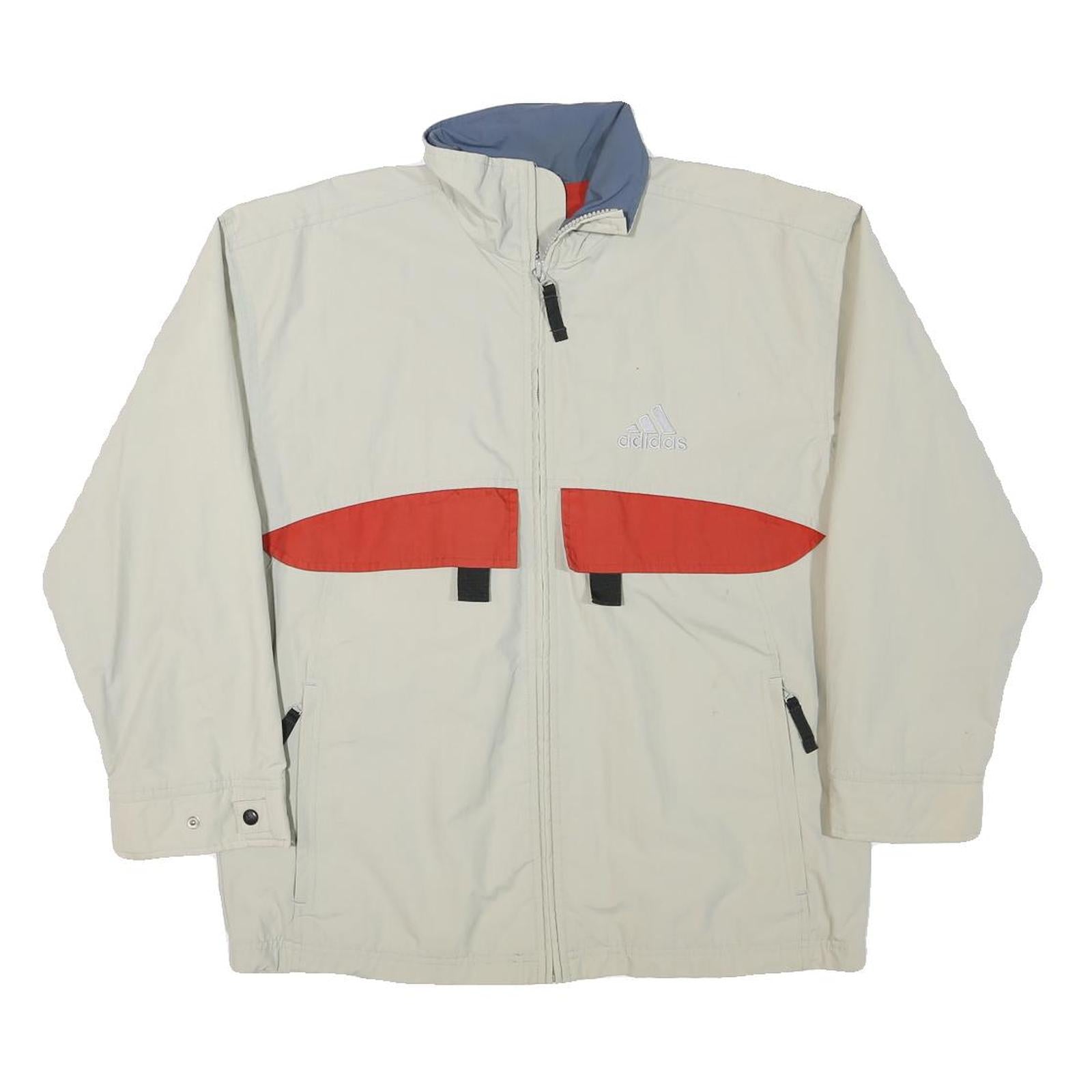 ADIDAS Mens Cream & Red Zip Jacket L Polyester Blend Plain Sportswear