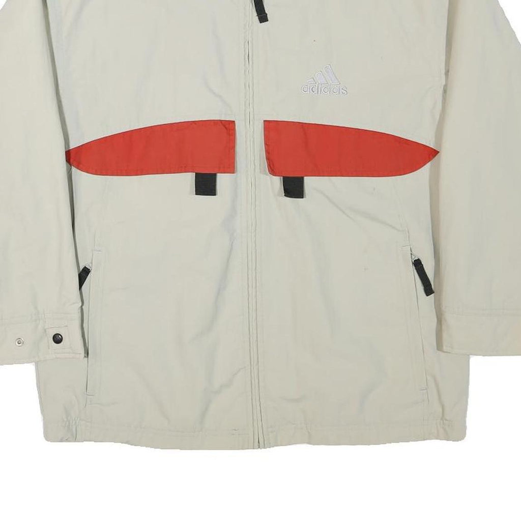 ADIDAS Mens Cream & Red Zip Jacket L Polyester Blend Plain Sportswear