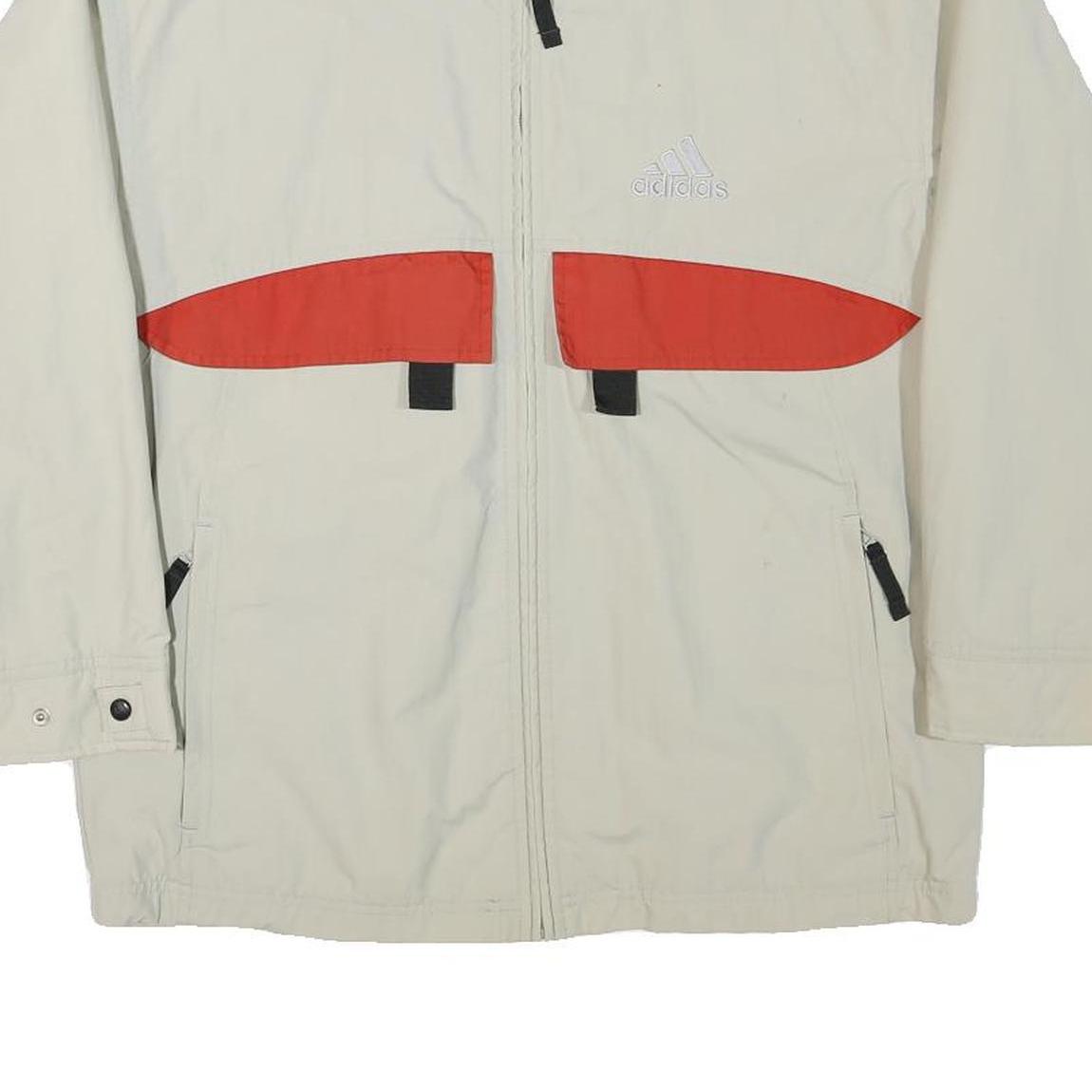 ADIDAS Mens Cream & Red Zip Jacket L Polyester Blend Plain Sportswear