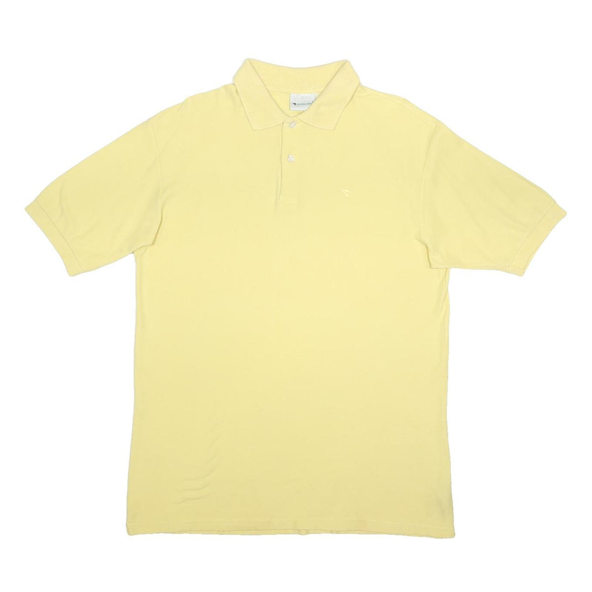 DIADORA Mens Yellow Polo Shirt Short Sleeve Plain L Casual Summer Cotton