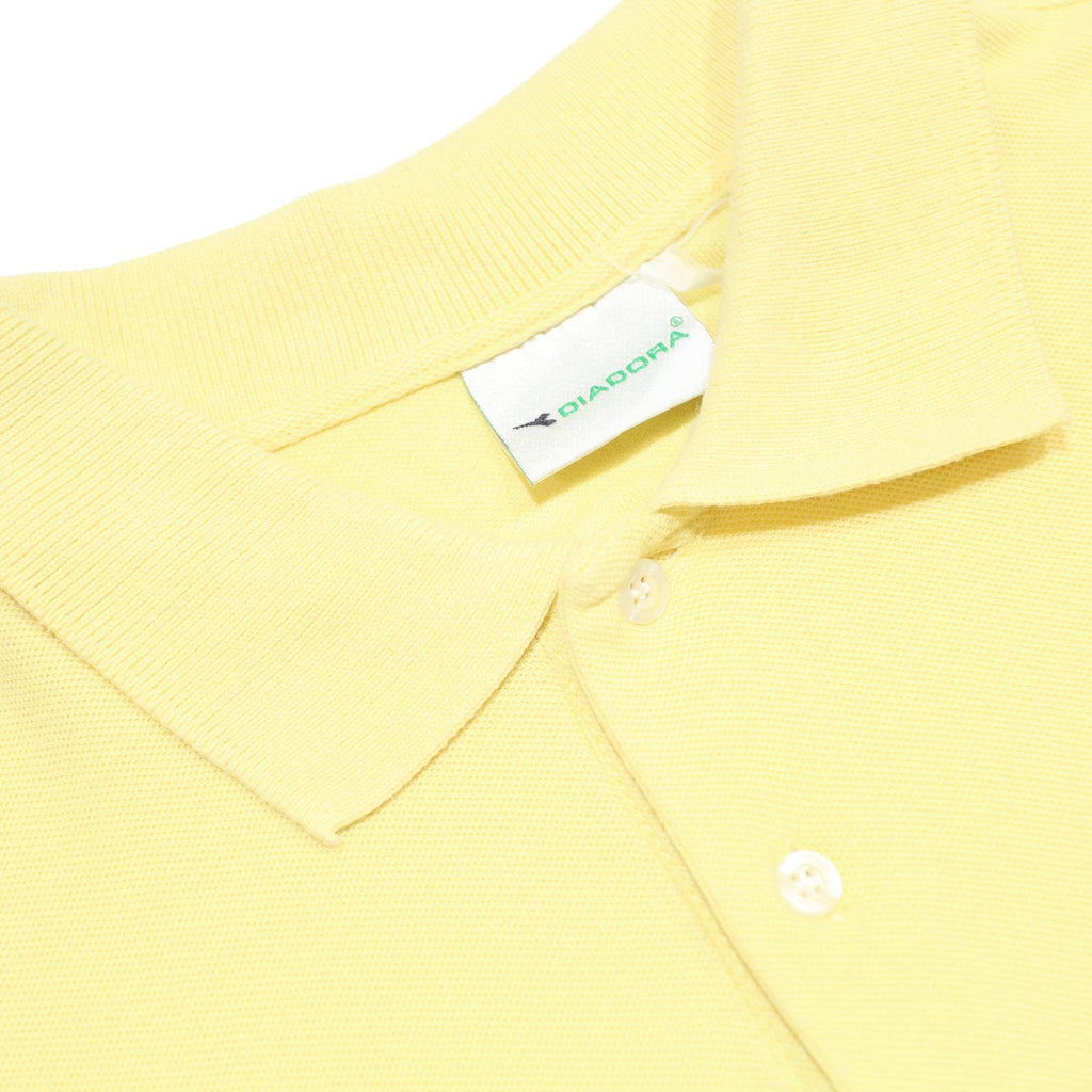 DIADORA Mens Yellow Polo Shirt Short Sleeve Plain L Casual Summer Cotton