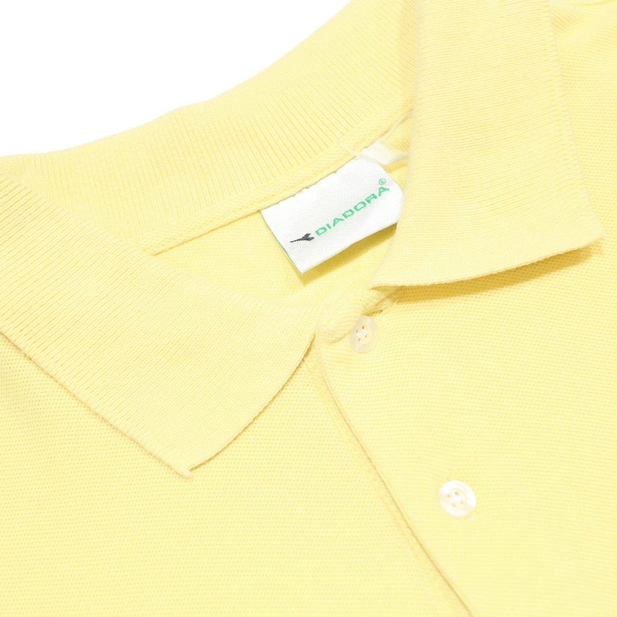 DIADORA Mens Yellow Polo Shirt Short Sleeve Plain L Casual Summer Cotton