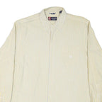 CHAPS Mens Yellow Blue Striped Shirt XL Cotton Blend Button Collar Casual Formal