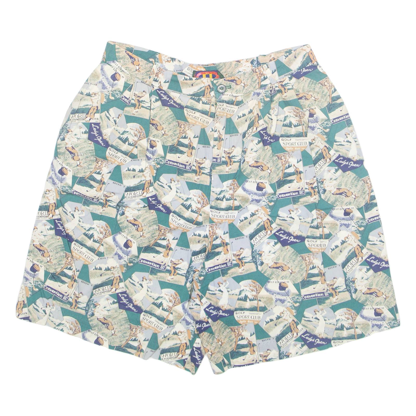 CHARTER CLUB Mens Casual Shorts Green Crazy Pattern S W30