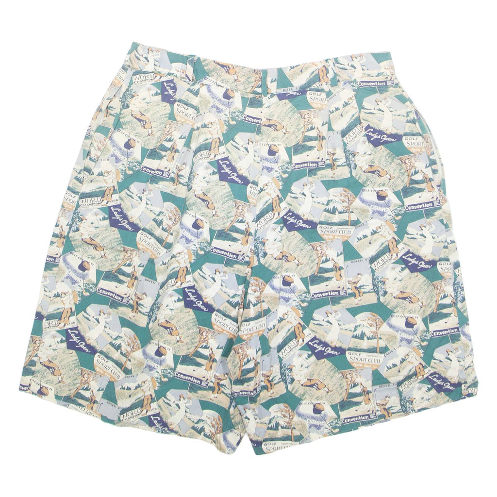 CHARTER CLUB Mens Casual Shorts Green Crazy Pattern S W30