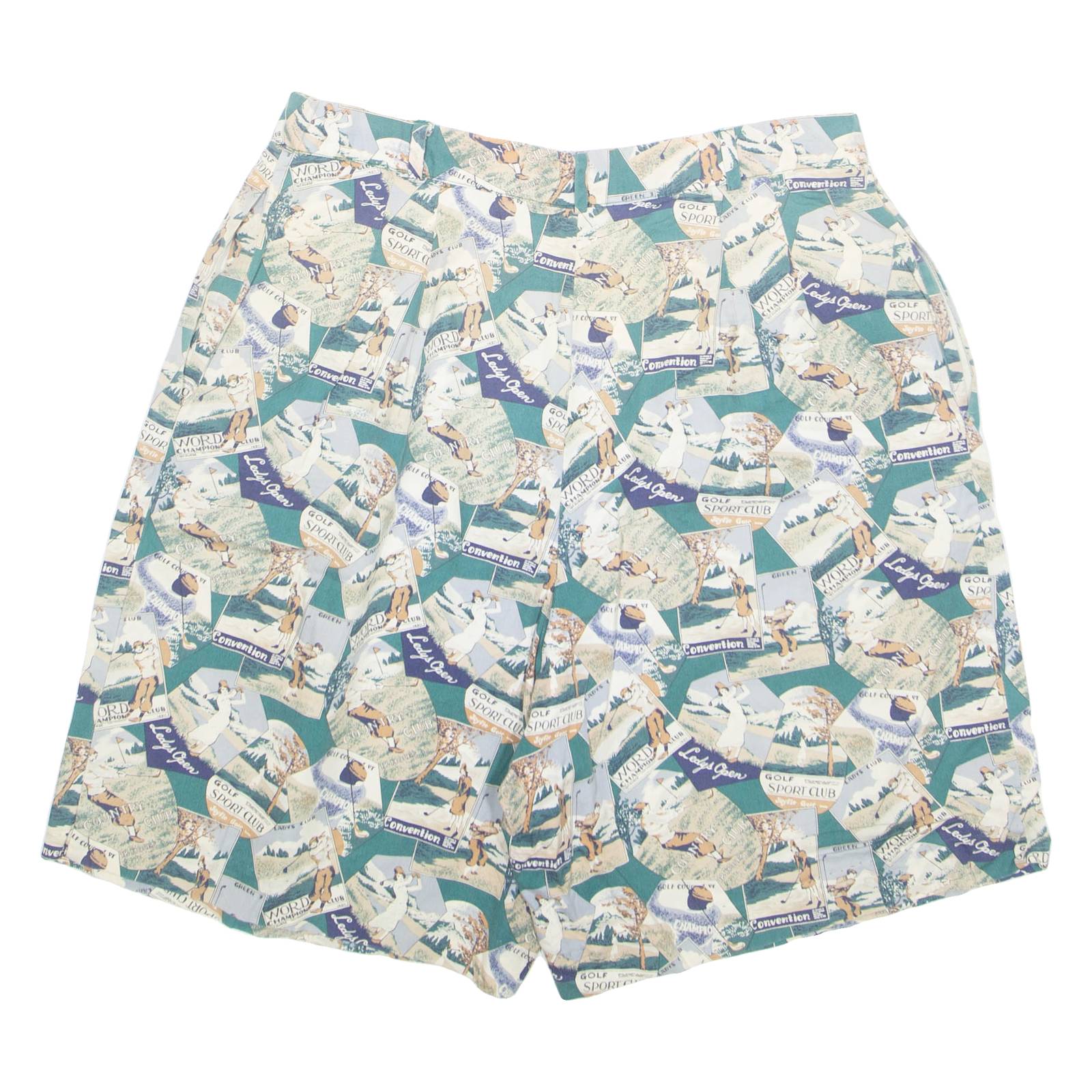 CHARTER CLUB Mens Casual Shorts Green Crazy Pattern S W30