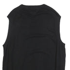 TOMMY HILFIGER Mens Black Plain Cotton Sleeveless V-Neck Jumper XL Classic
