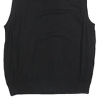 TOMMY HILFIGER Mens Black Plain Cotton Sleeveless V-Neck Jumper XL Classic