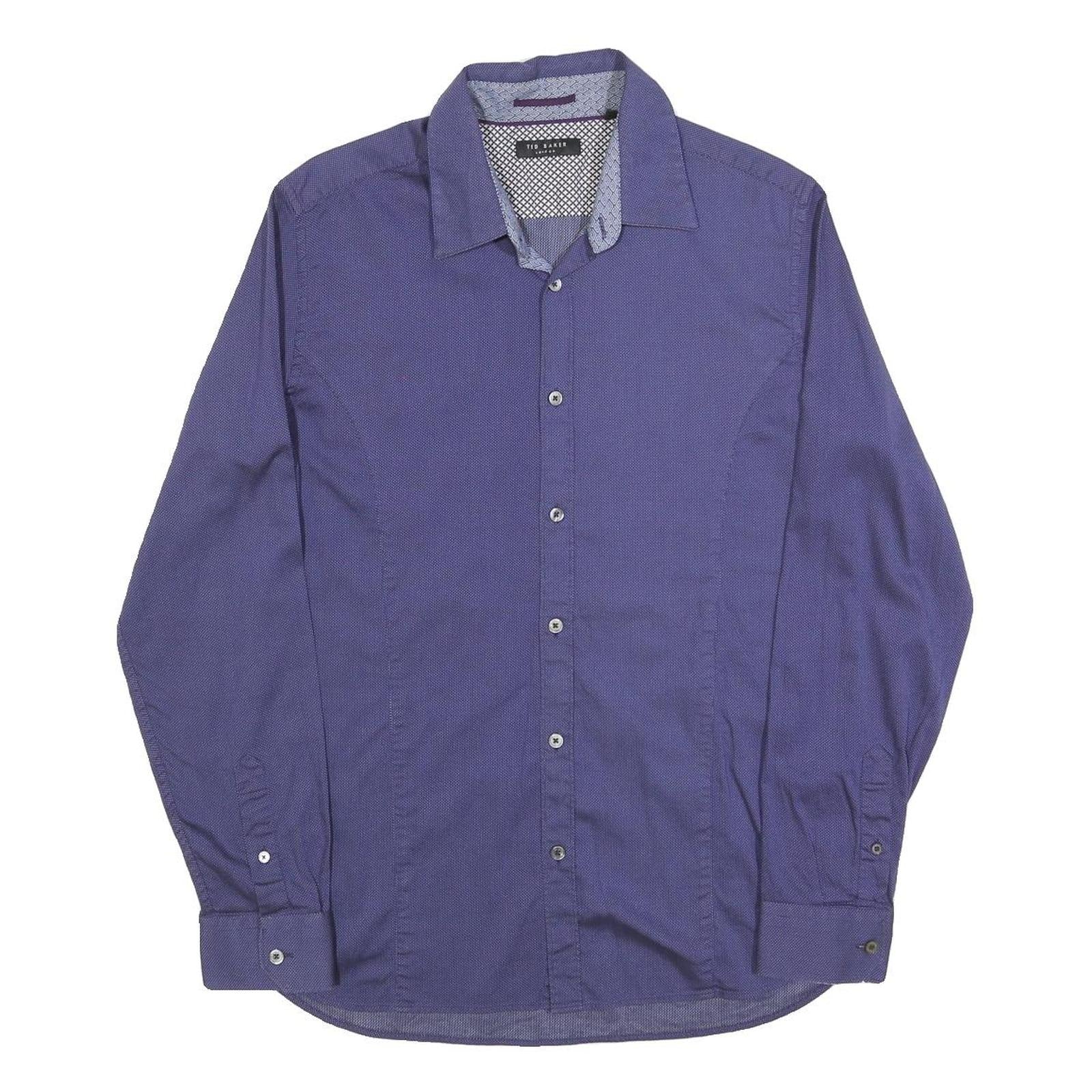 TED BAKER Mens Blue Shirt M Cotton Blend Casual Smart Workwear