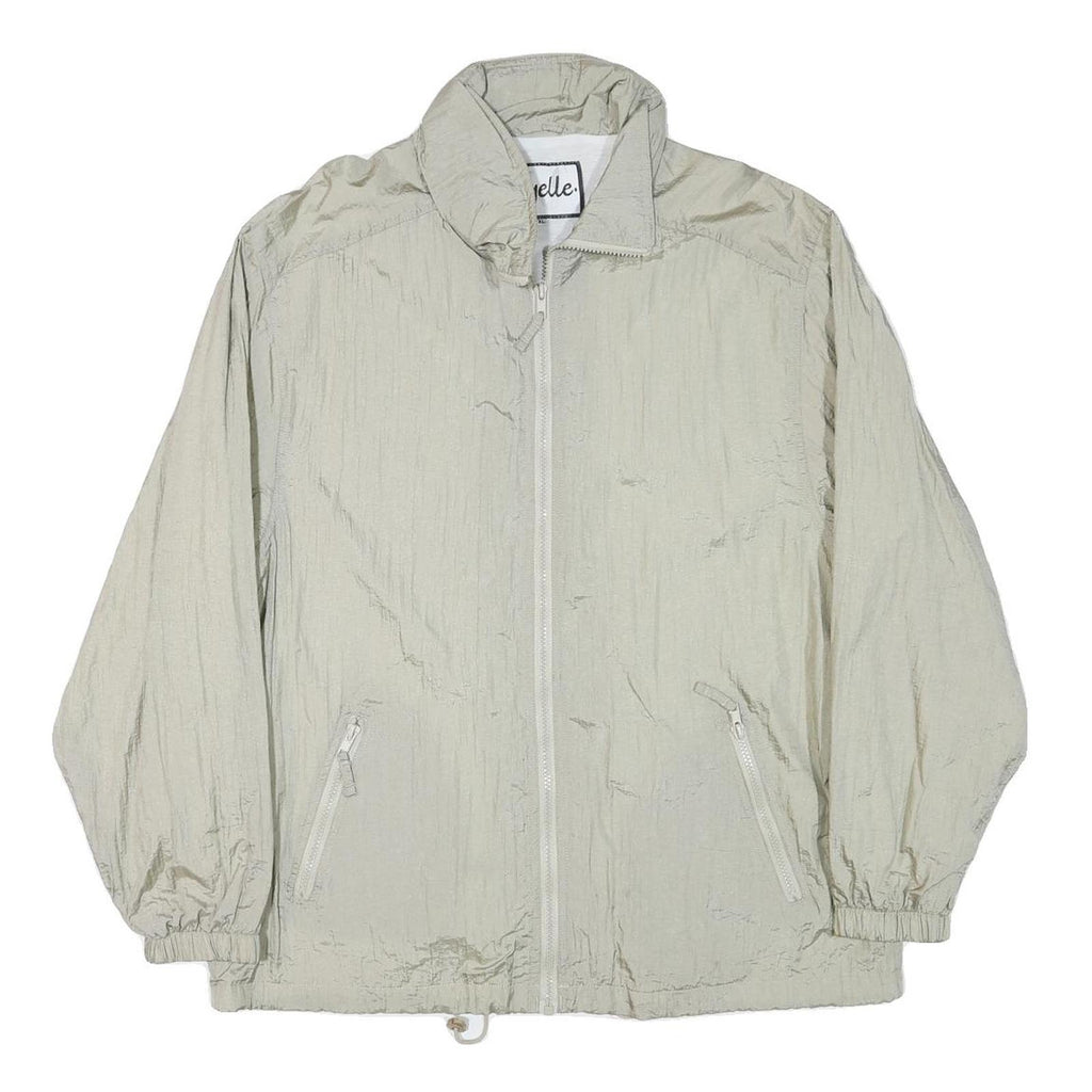 NEYELLE Womens Beige Jacket XL Polyester Blend Plain Zip Lightweight Casual