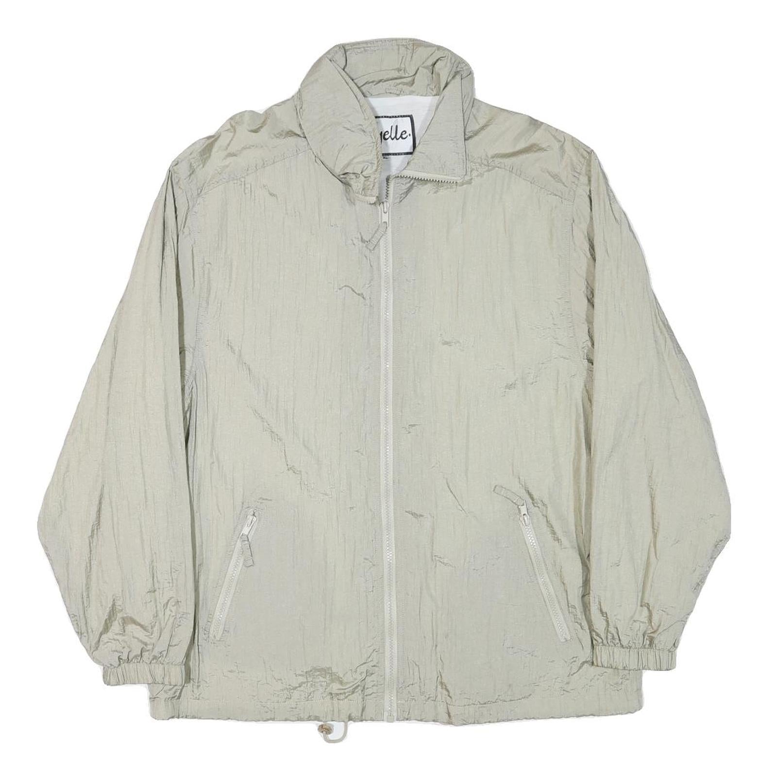 NEYELLE Womens Beige Jacket XL Polyester Blend Plain Zip Lightweight Casual