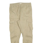 H&M Mens Beige Slim Drawstring Cargo Trousers W30 L27 Casual Cotton Blend