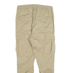 H&M Mens Beige Slim Drawstring Cargo Trousers W30 L27 Casual Cotton Blend