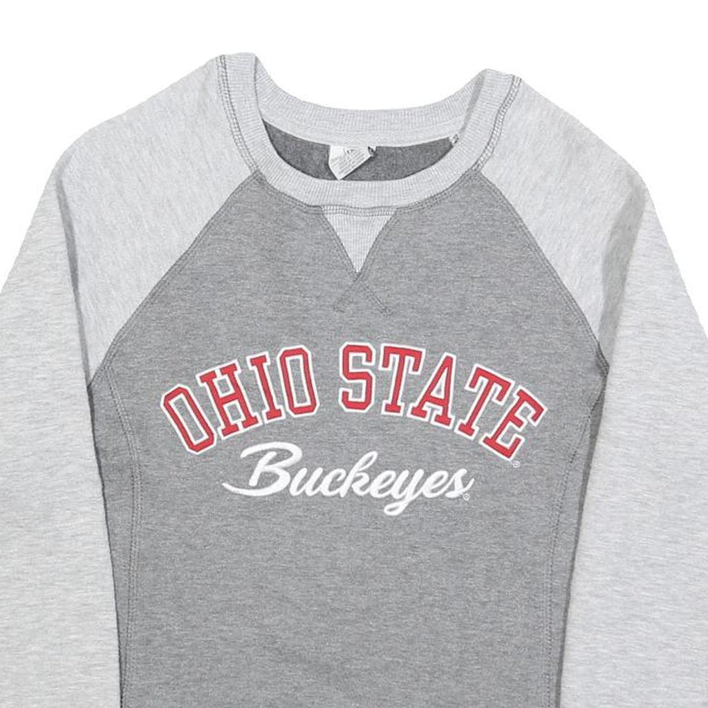 TOP OF THE WORLD Womens Grey & Light Grey Ohio State Buckeyes Crew Neck S