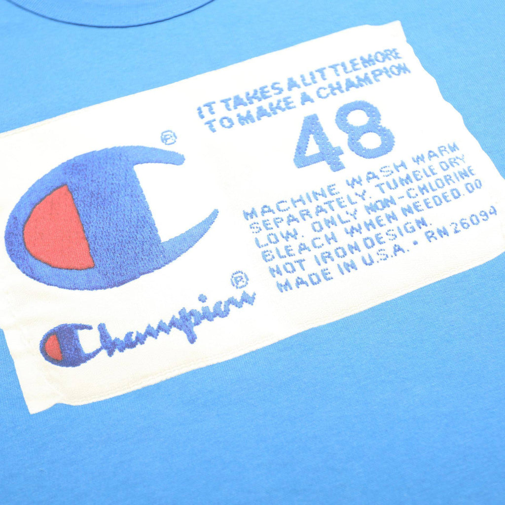 CHAMPION Mens Blue Graphic T-Shirt S Short Sleeve Crew Neck Cotton Casual