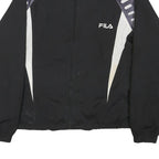 FILA Womens Black White Polyester Blend Track Jacket M Zip Plain Sportswear