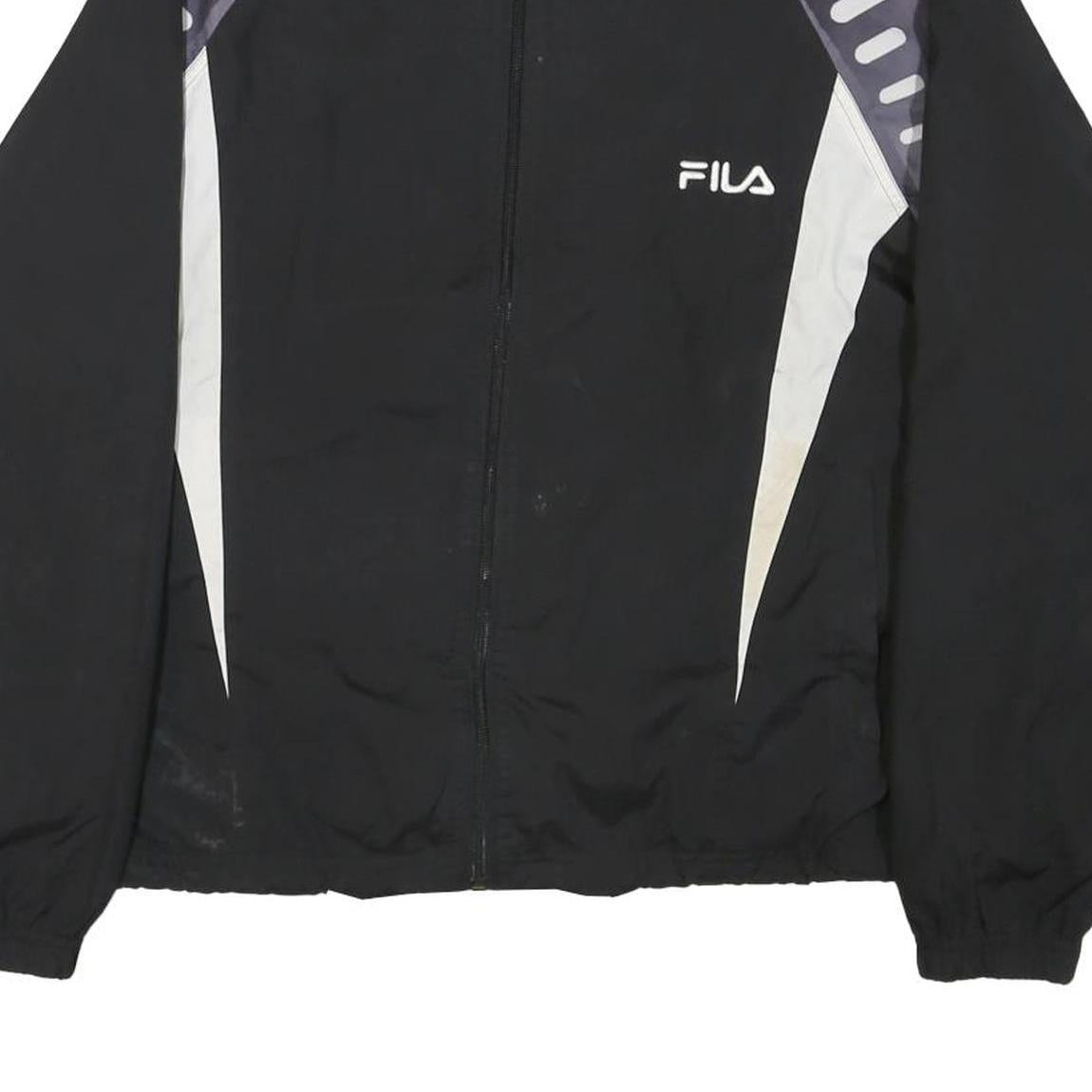 FILA Womens Black White Polyester Blend Track Jacket M Zip Plain Sportswear